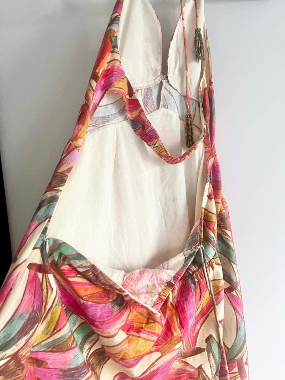 FARM Rio x Anthropologie Plunge-Neck Tropical Print Maxi Dress Size Medium NWT - Picture 7 of 13